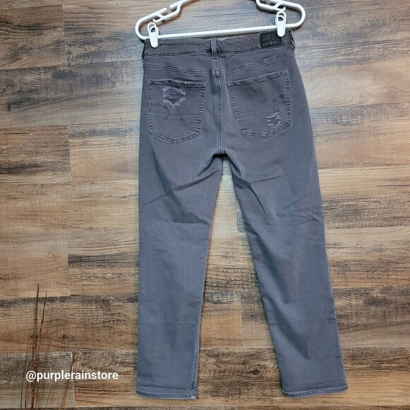 American Eagle Jeans 2 S Tomgirl Mid Rise Super Stretch x Gray Ripped Denim - Picture 2 of 11